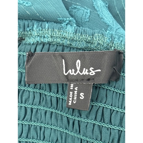 Lulus Loveliest Looks Emerald Green Floral Jacquard Midi Dress Tie Straps Size S - Picture 8 of 12